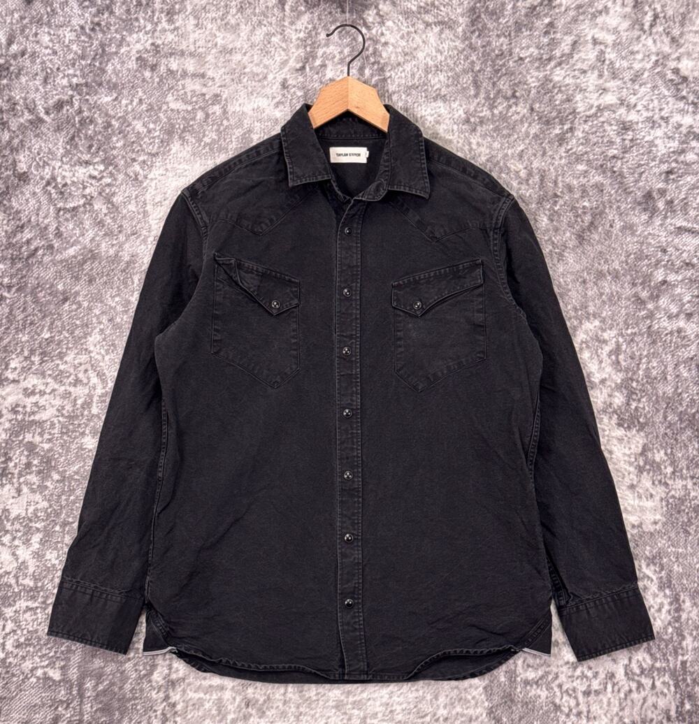Taylor Stitch The Western Shirt 42 / Large Mens Washed Black Cotton Pearl Snap